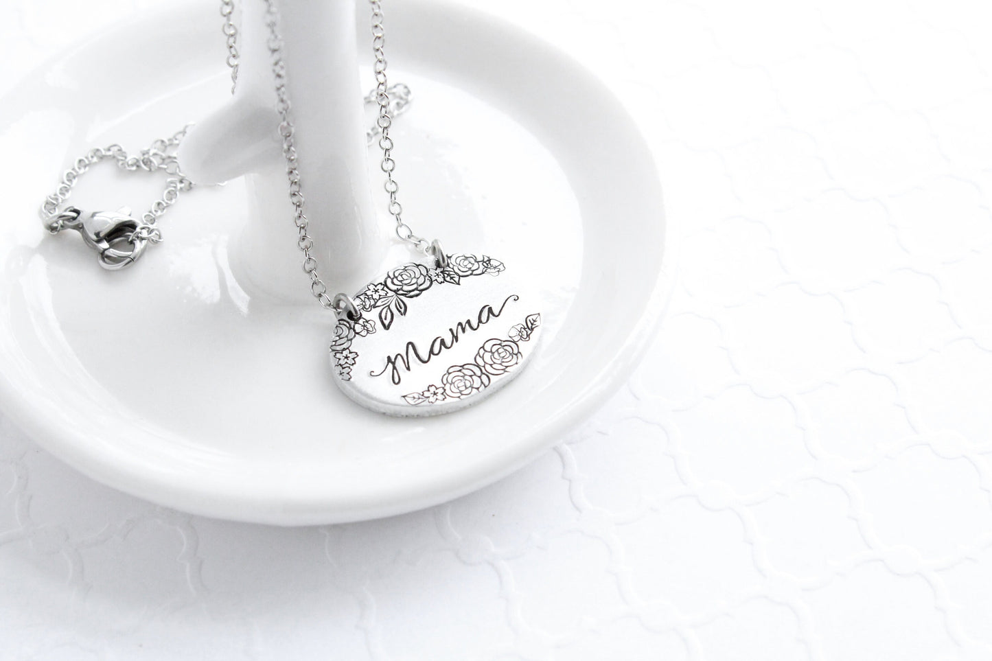 Floral Oval Mama Necklace