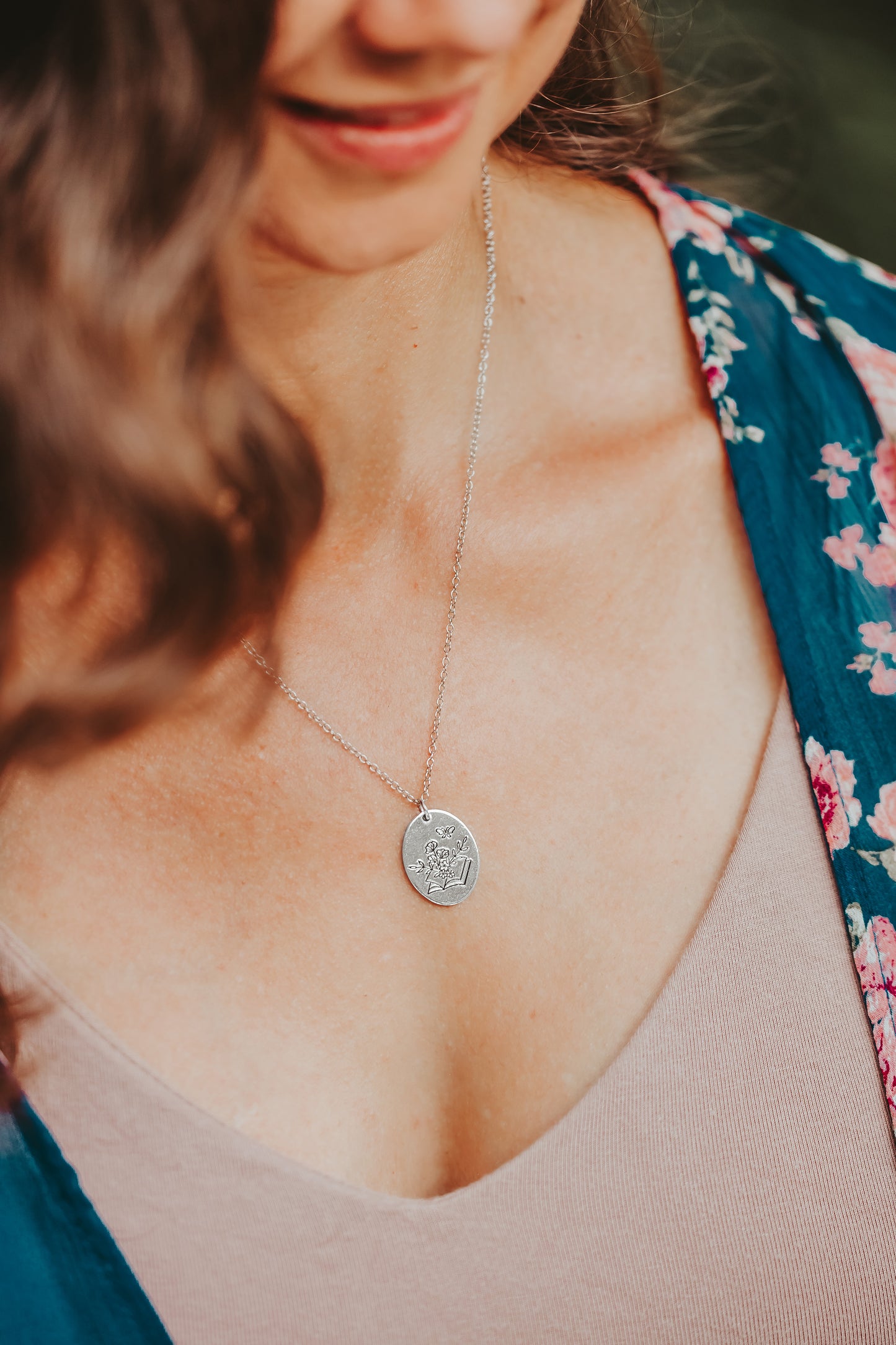 Floral Book Lover Necklace