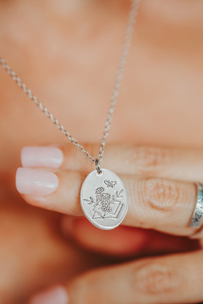 Floral Book Lover Necklace