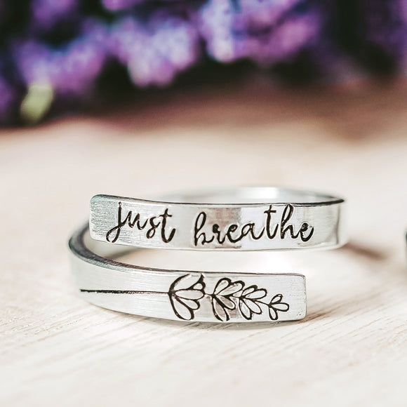 Just Breathe Lavender Wrap Ring