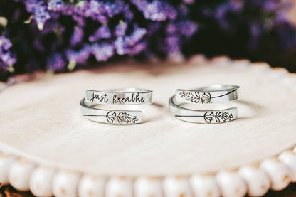 Just Breathe Lavender Wrap Ring