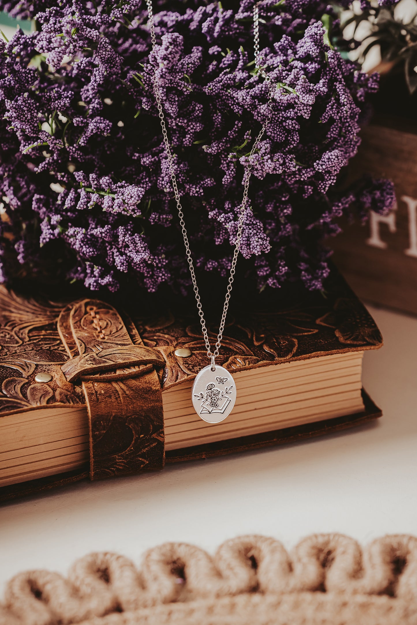 Floral Book Lover Necklace