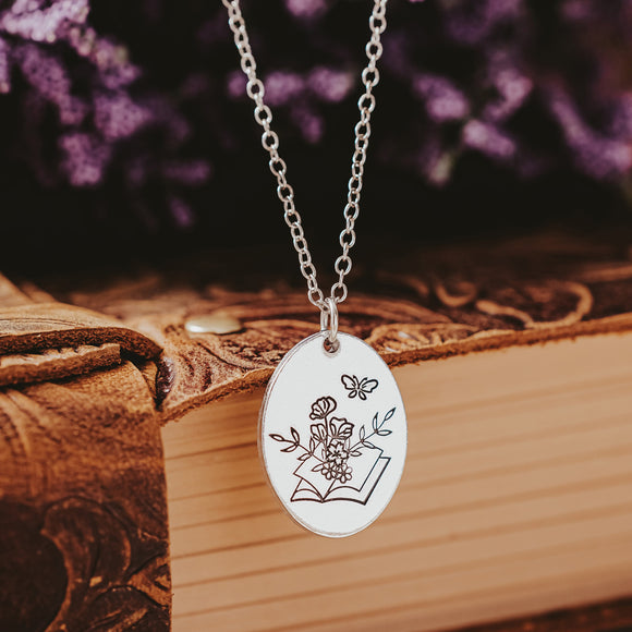 Floral Book Lover Necklace