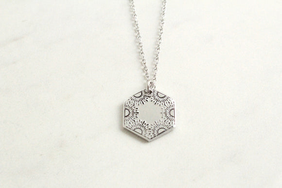 Solstice Sun Hexagon Necklace