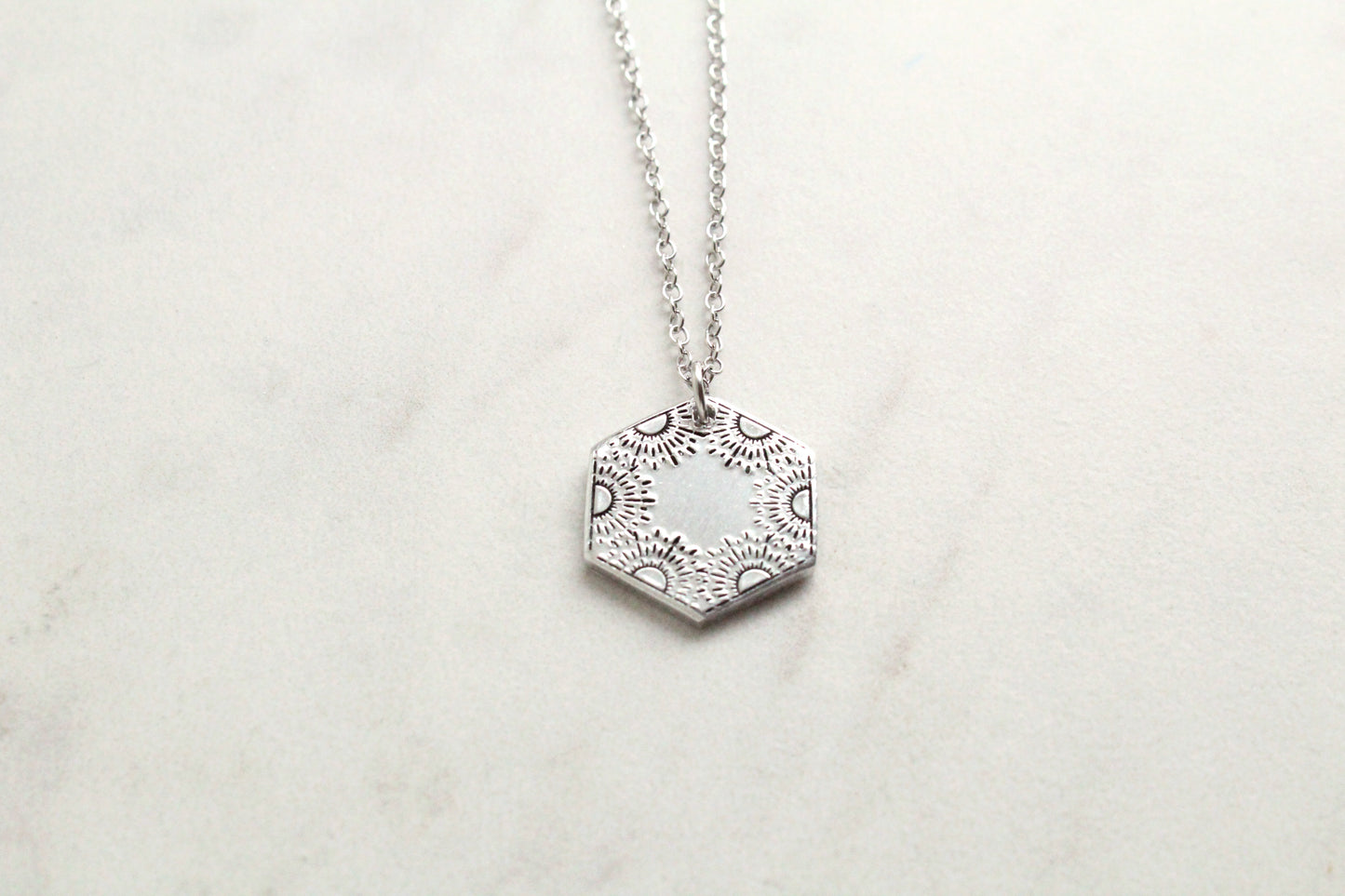 Solstice Sun Hexagon Necklace