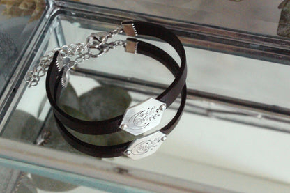 Floral Moon Leather Bracelet