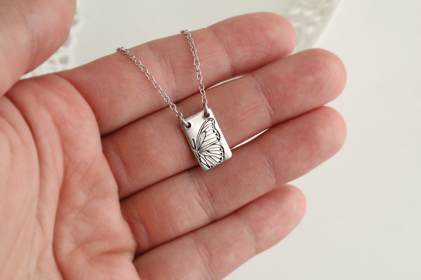 Butterfly Tag Necklace