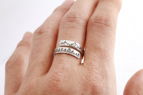 Forest Mountain Wrap Ring