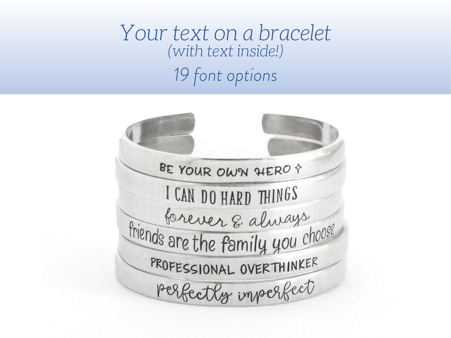 Personalized Cuff Bracelet WITH TEXT INSIDE