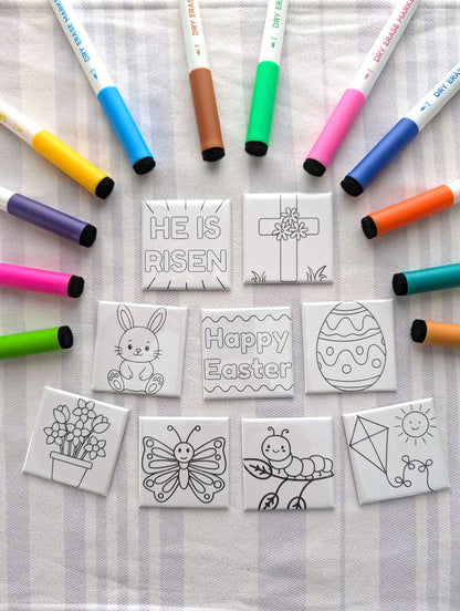 Dry Erase Coloring Magnets - Easter Basket and Spring Mix & Match