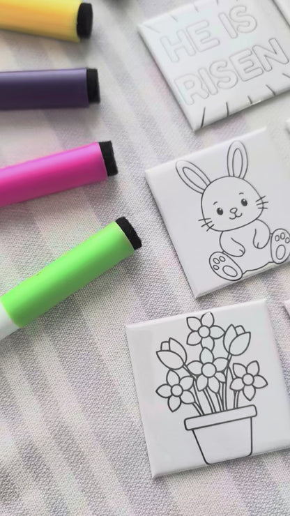 Dry Erase Coloring Magnets - Easter Basket and Spring Mix & Match
