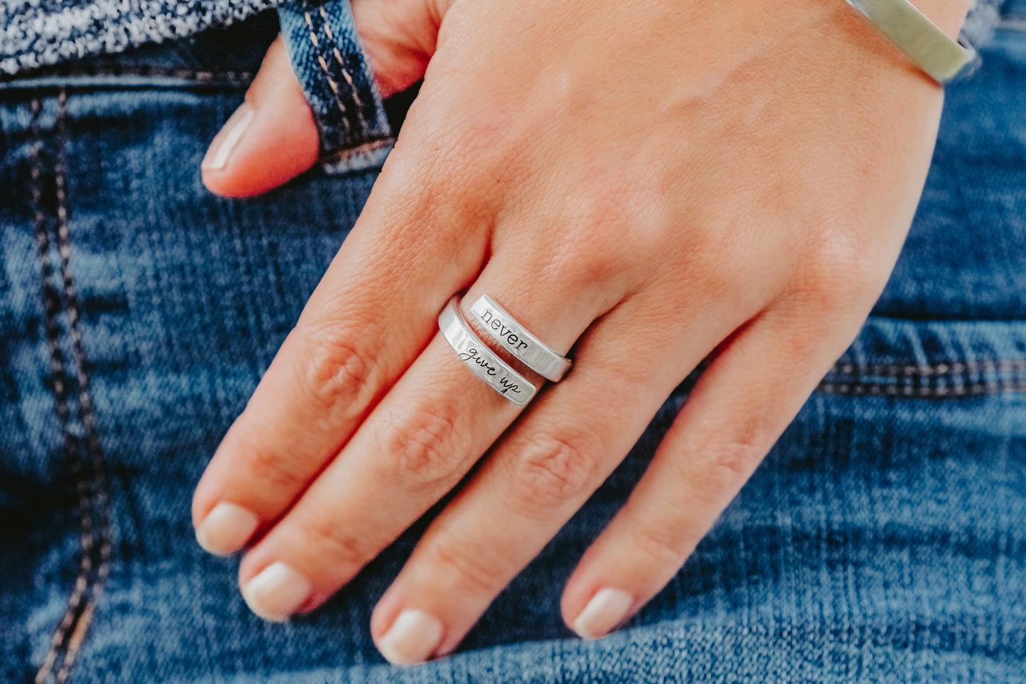 Never Give Up Wrap Ring
