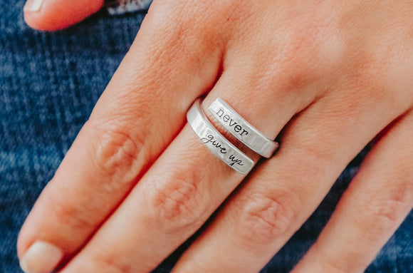 Never Give Up Wrap Ring