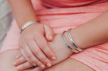 Birthstone Flower Cuff Bracelet