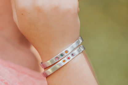 Birthstone Flower Cuff Bracelet