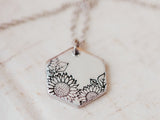 Sunflower Hexagon Necklace