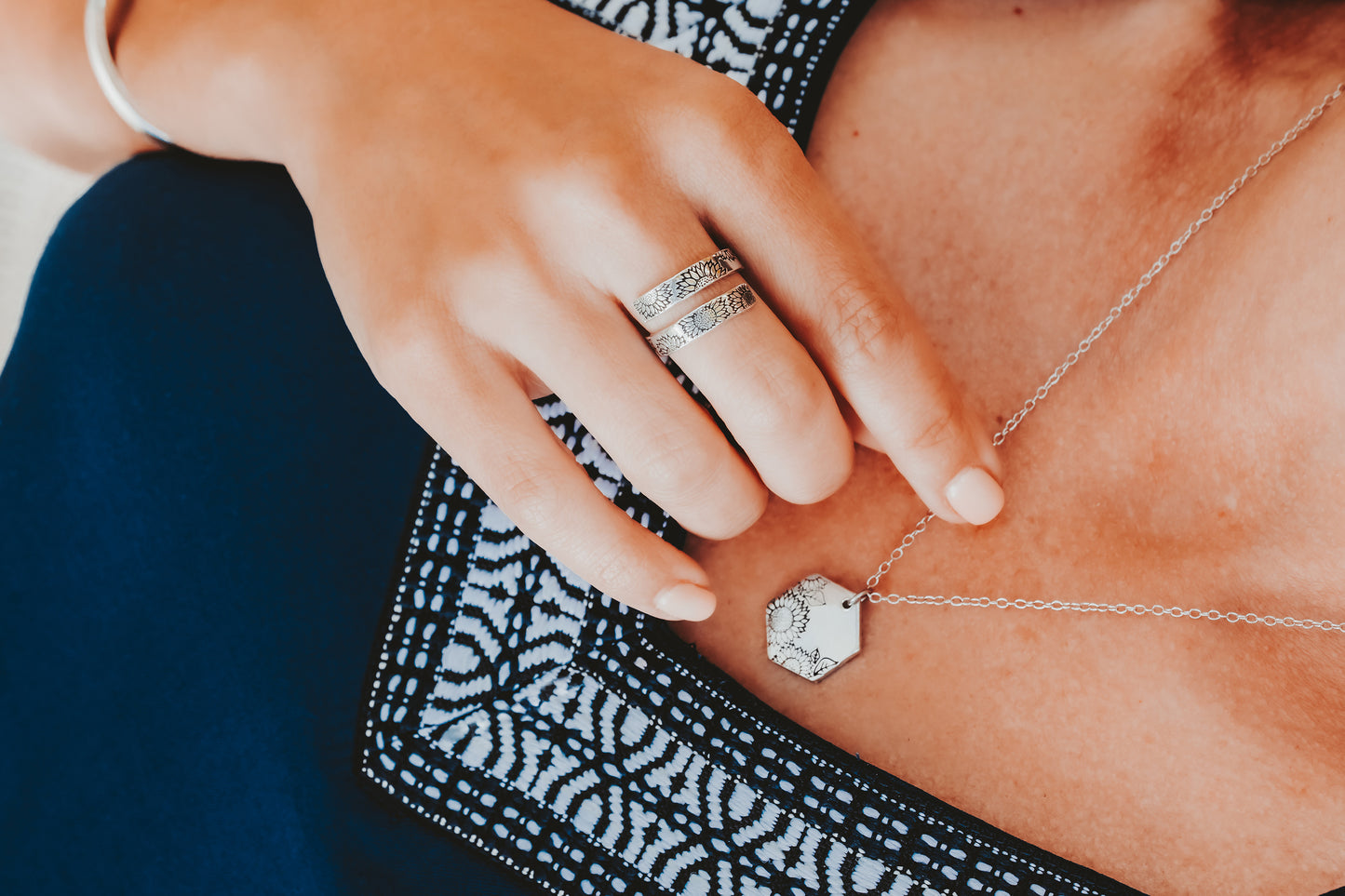 Sunflower Hexagon Necklace
