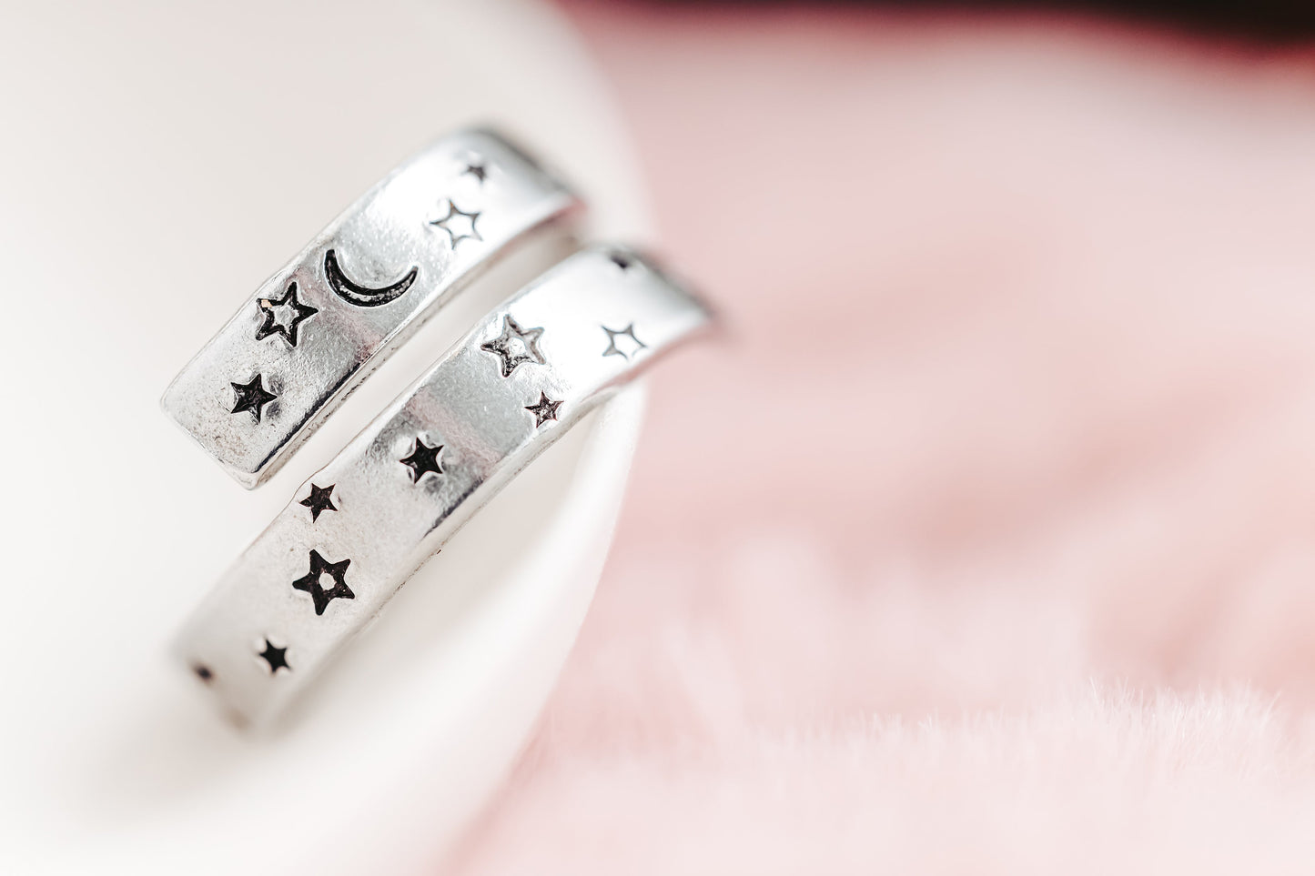 Mountains, Moon, Stars Wrap Ring