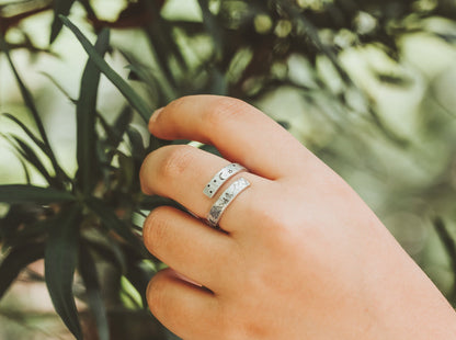Wrap ring with mountains, moon, and stars