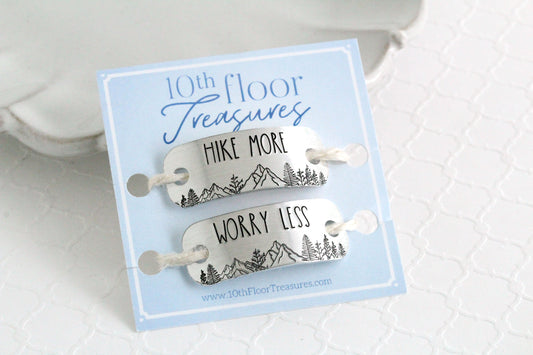 Hike More Worry Less Shoe Tags for Hiking Shoes
