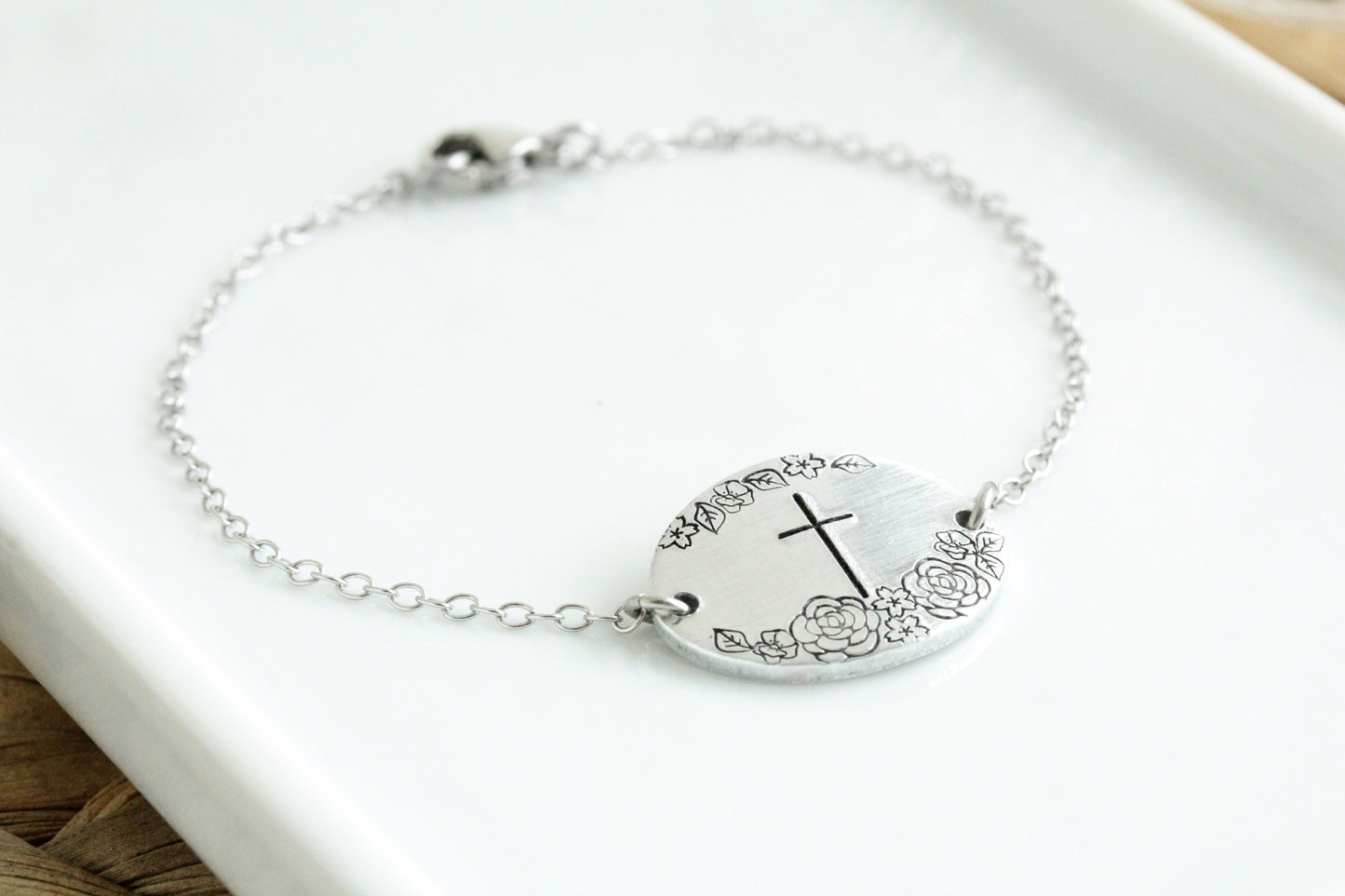 Floral Cross Bracelet