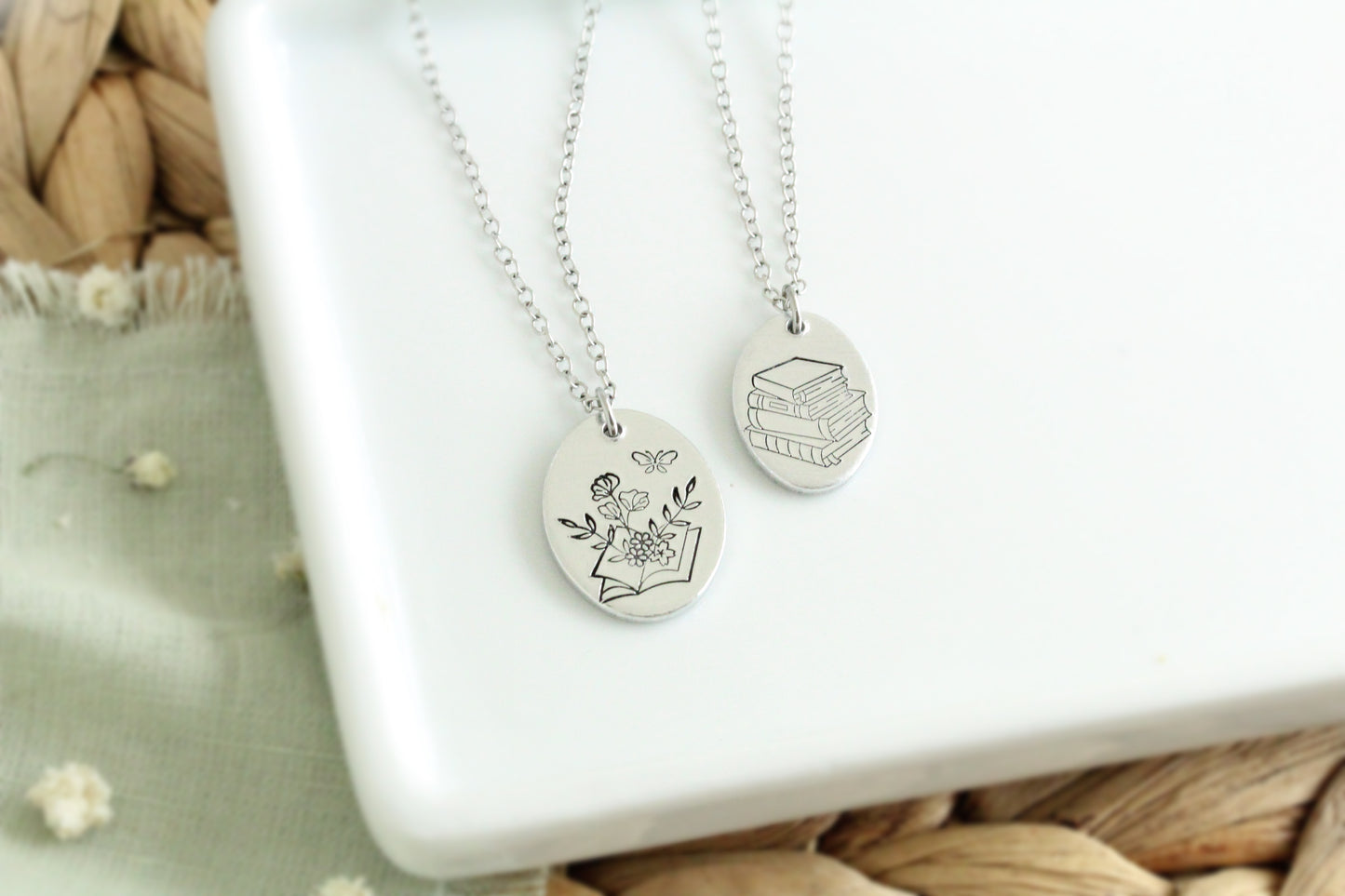 Floral Book Lover Necklace