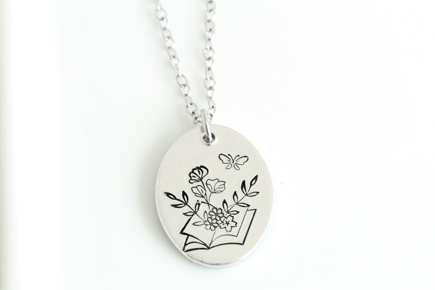 Floral Book Lover Necklace