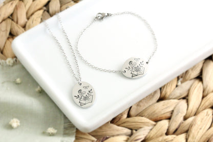 Floral Book Lover Necklace