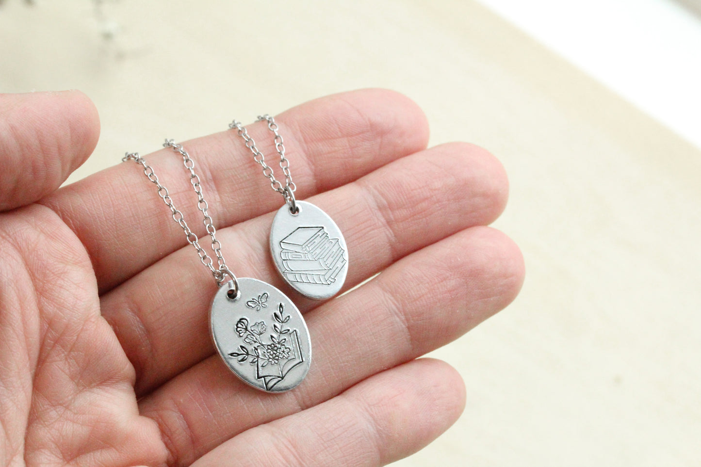 Floral Book Lover Necklace