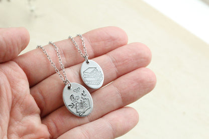 Floral Book Lover Necklace