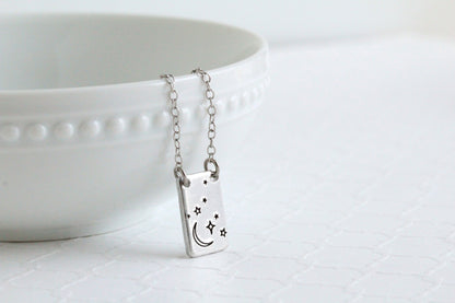Celestial Night Sky Rectangle Pendant Necklace