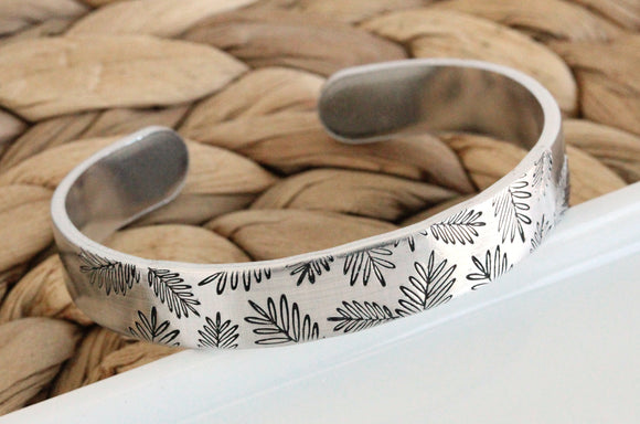 Palm Frond Wide Cuff Bracelet