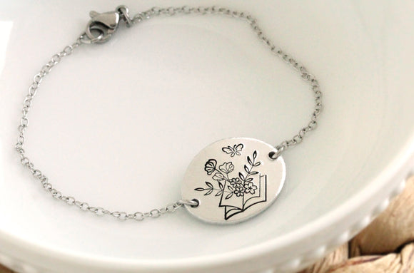 Floral Book Lover Bracelet