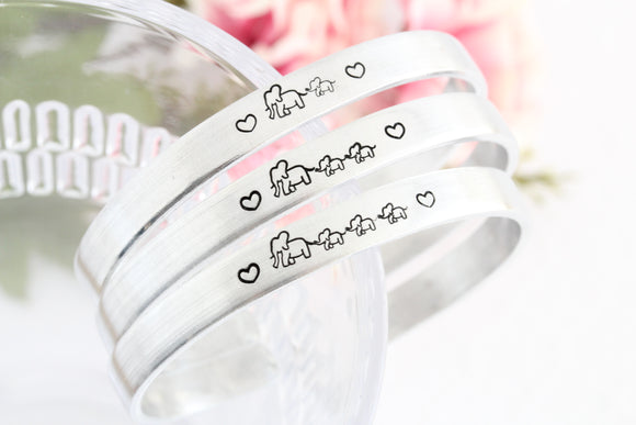 Mama And Baby Elephant Cuff Bracelet