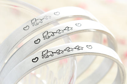 Mama And Baby Elephant Cuff Bracelet