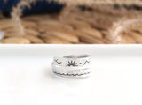 Mountains, Moon, Stars Wrap Ring