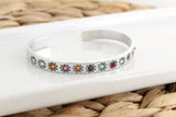 Birthstone Flower Cuff Bracelet