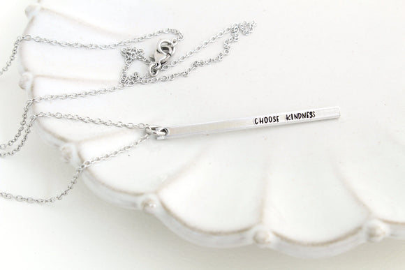 Choose Kindness Long Bar Necklace