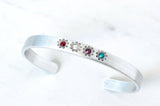 Birthstone Flower Cuff Bracelet