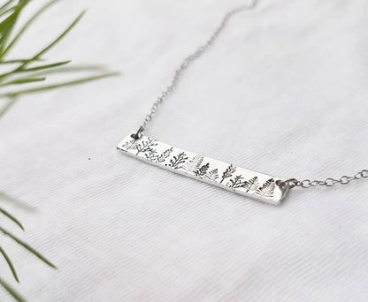 Forest Bar Necklace and Wrap Ring Set