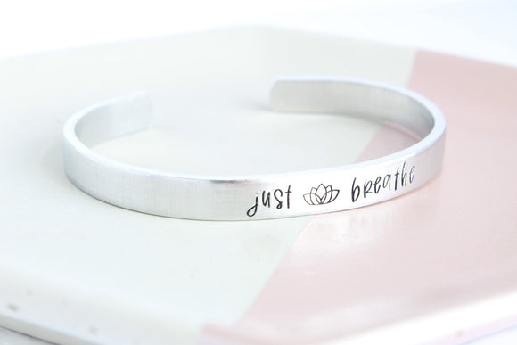 Just Breathe Lotus Flower Cuff Bracelet