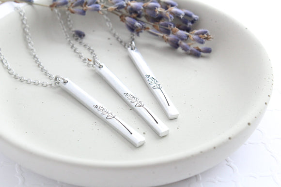 Lavender Vertical Bar Necklace