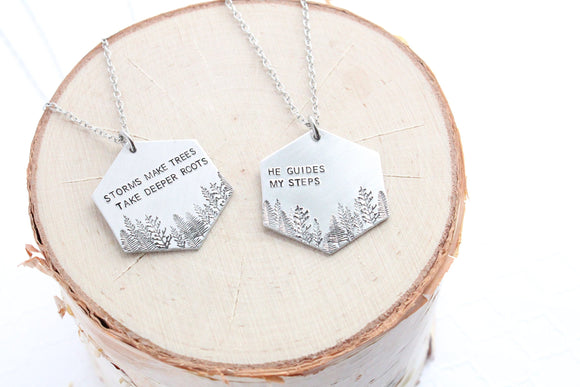 Large Hexagon Forest Necklace