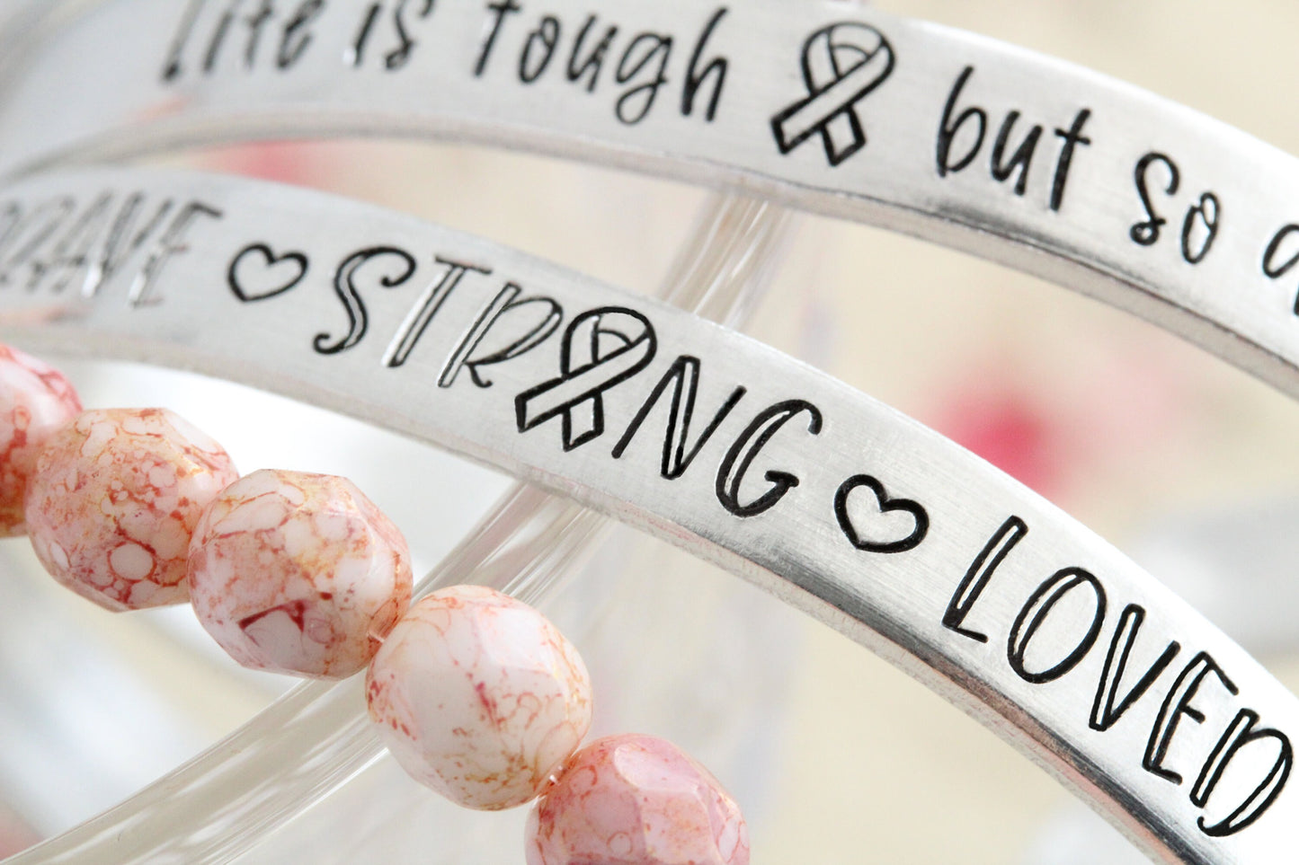 Cancer Warrior, Survivor, Supporter Cuff Bracelet