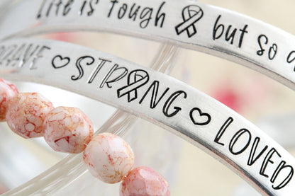 Cancer Warrior, Survivor, Supporter Cuff Bracelet