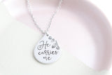 He Carries Me Teardrop Necklace