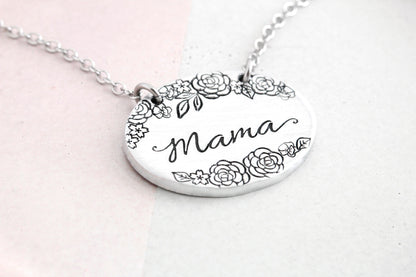 Floral Oval Mama Necklace