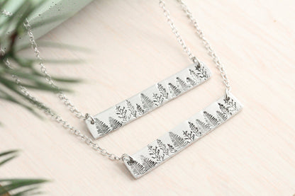 Forest Bar Necklace and Wrap Ring Set