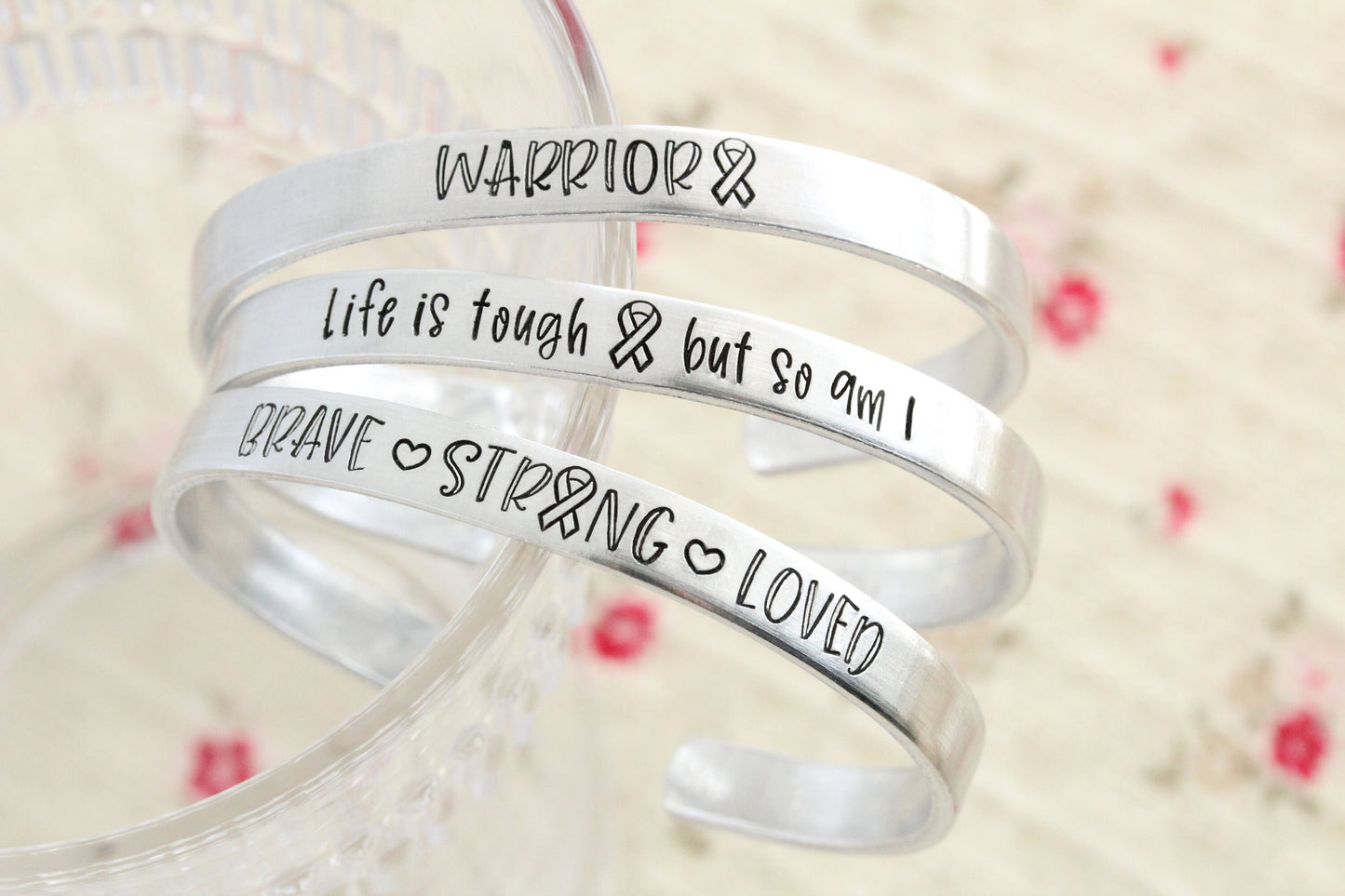 Cancer Warrior, Survivor, Supporter Cuff Bracelet