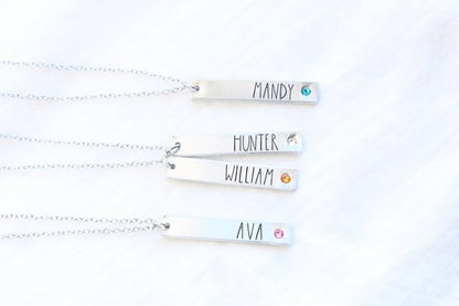 Birthstone Print Name Necklace